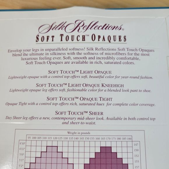 Hanes Silk Reflections Pantyhose Soft Touch Opaques Size CD Dark Navy /Jet New - Picture 7 of 9